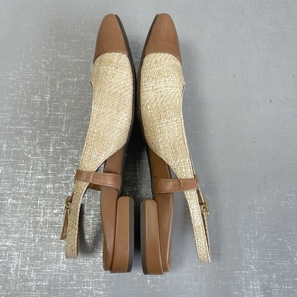 Vionic Petaluma Slingback Flats Raffia Leather Cap Toe Arch Support Shoes 7.5 M - Picture 13 of 14